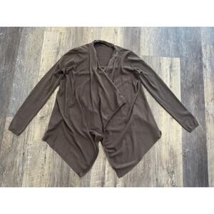 Ann Taylor Silk Cotton Blend Open Front Waterfall Cardigan Brown XS 243318